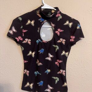 Rue 21 | Butterfly Print Black Top 🦋✨